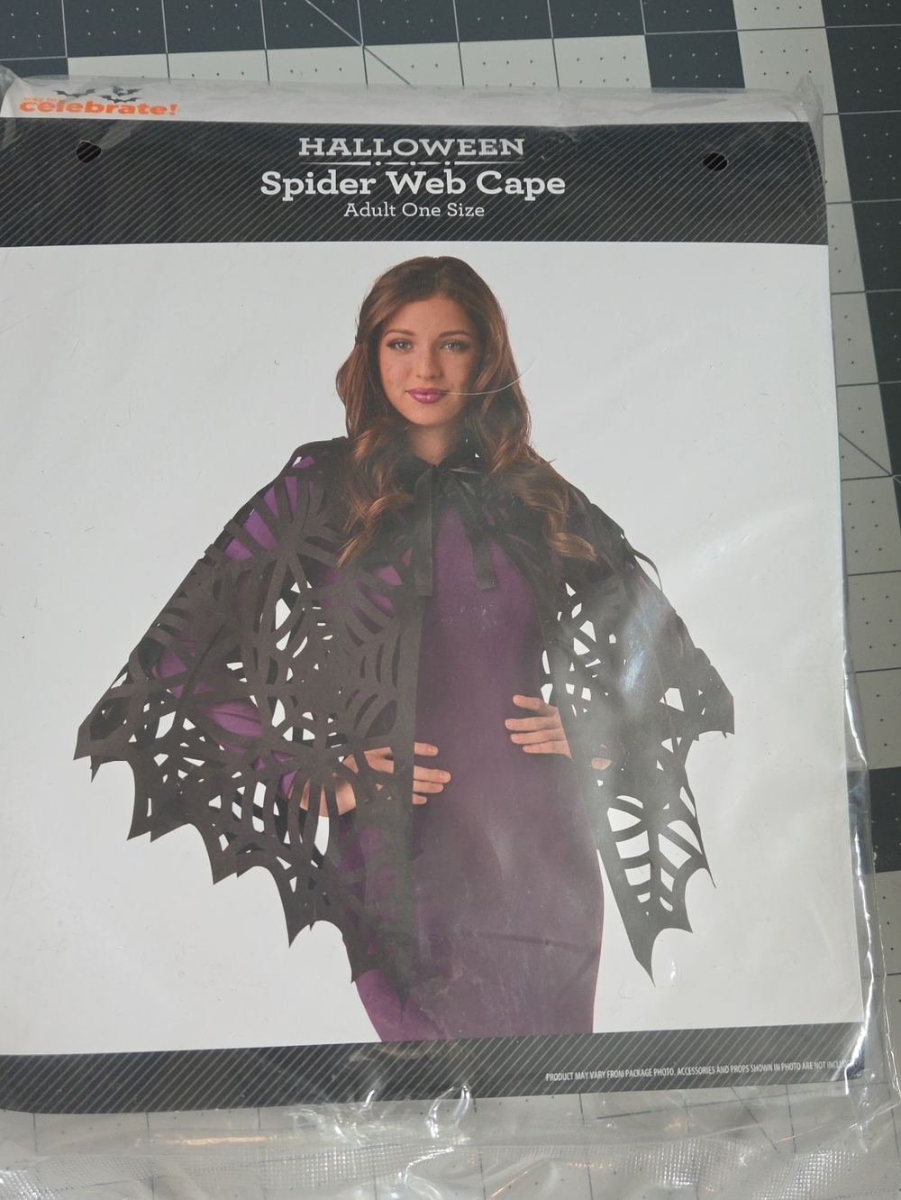 Celebrate It Black Spider Web Cape with Purple Backing